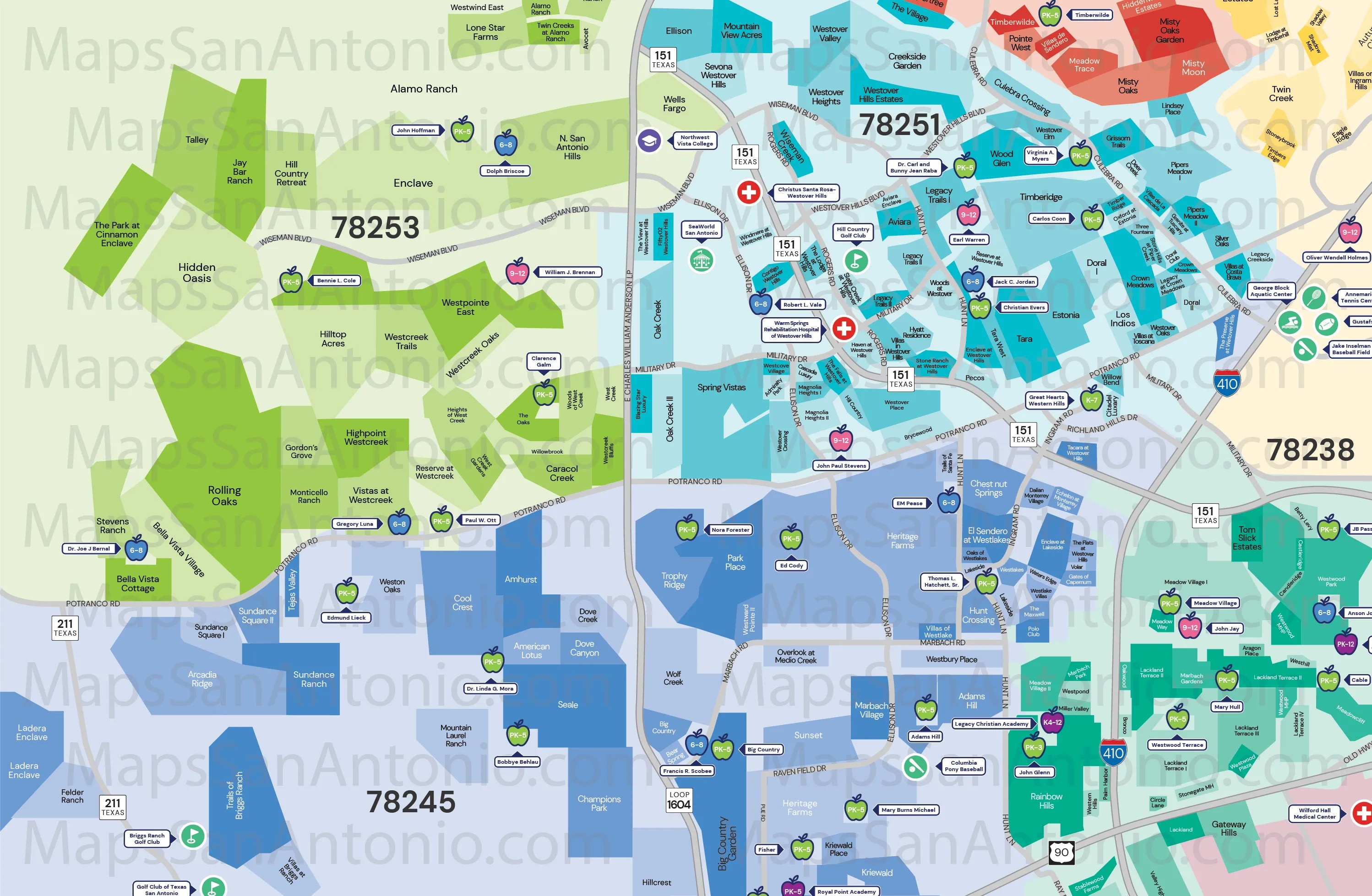 West Maps of San Antonio Neighborhood Maps of San Antonio, Texas